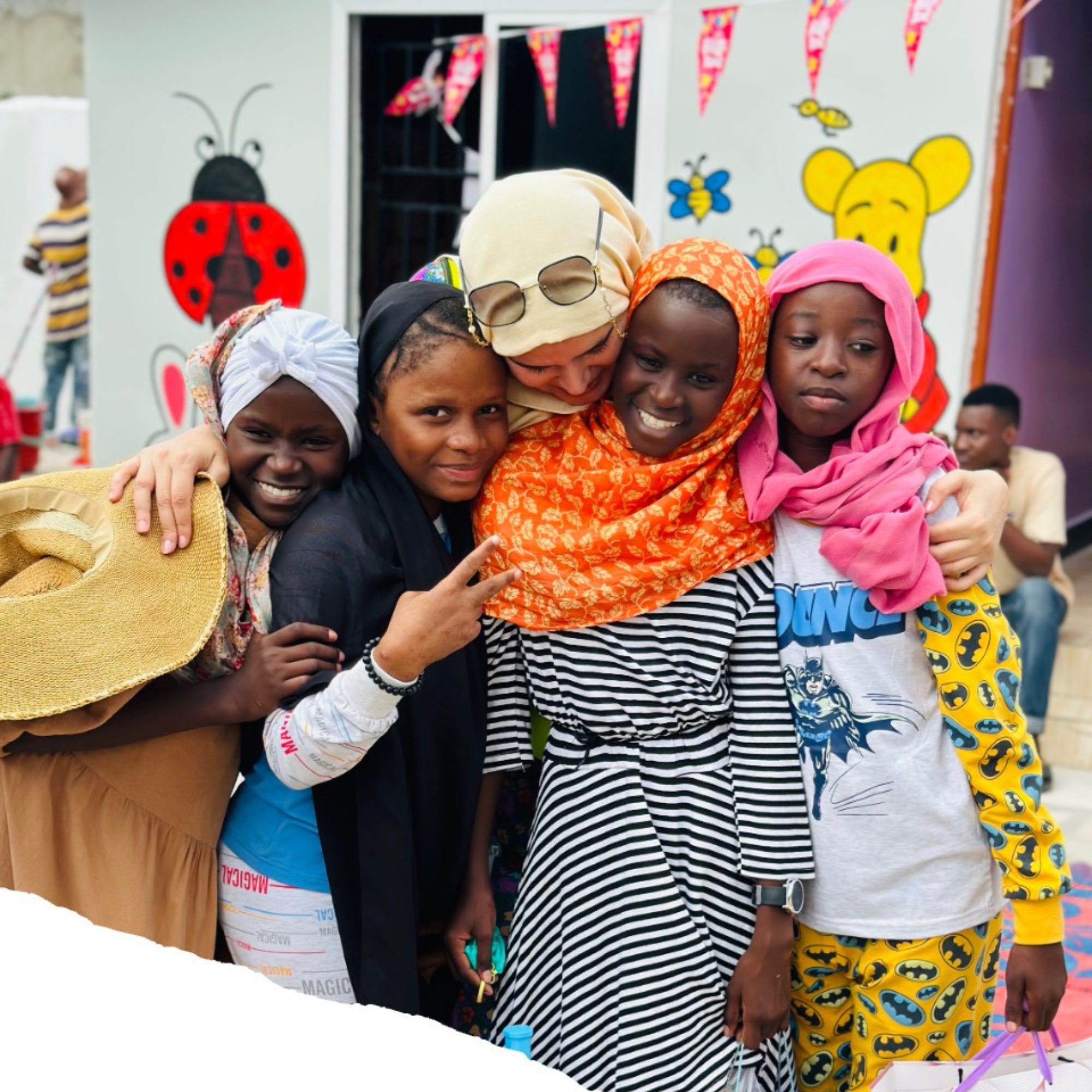 Children embracing during a visit in Africa